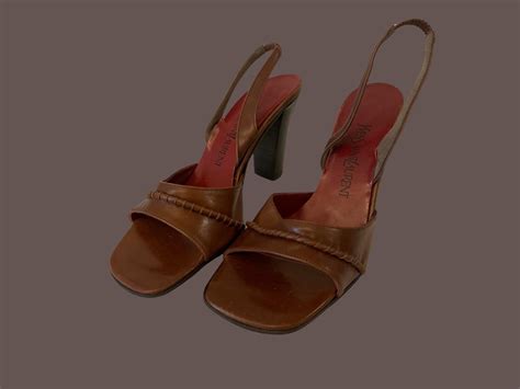 Yves Saint Laurent Brown Slingback Heels, Circa 1970s 